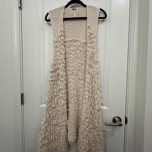 Free People Cream Textured Cardigan